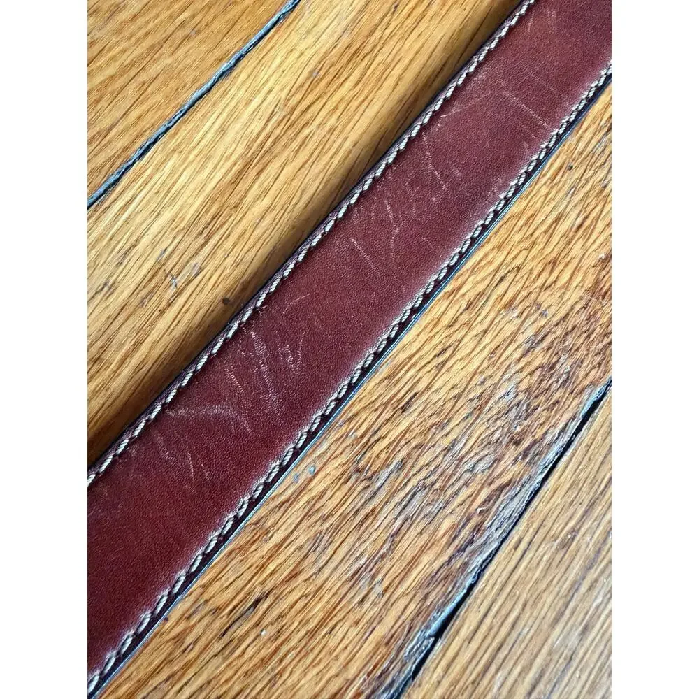 Distressed Brown Leather Belt w/Stitch Accent Mens sz L.